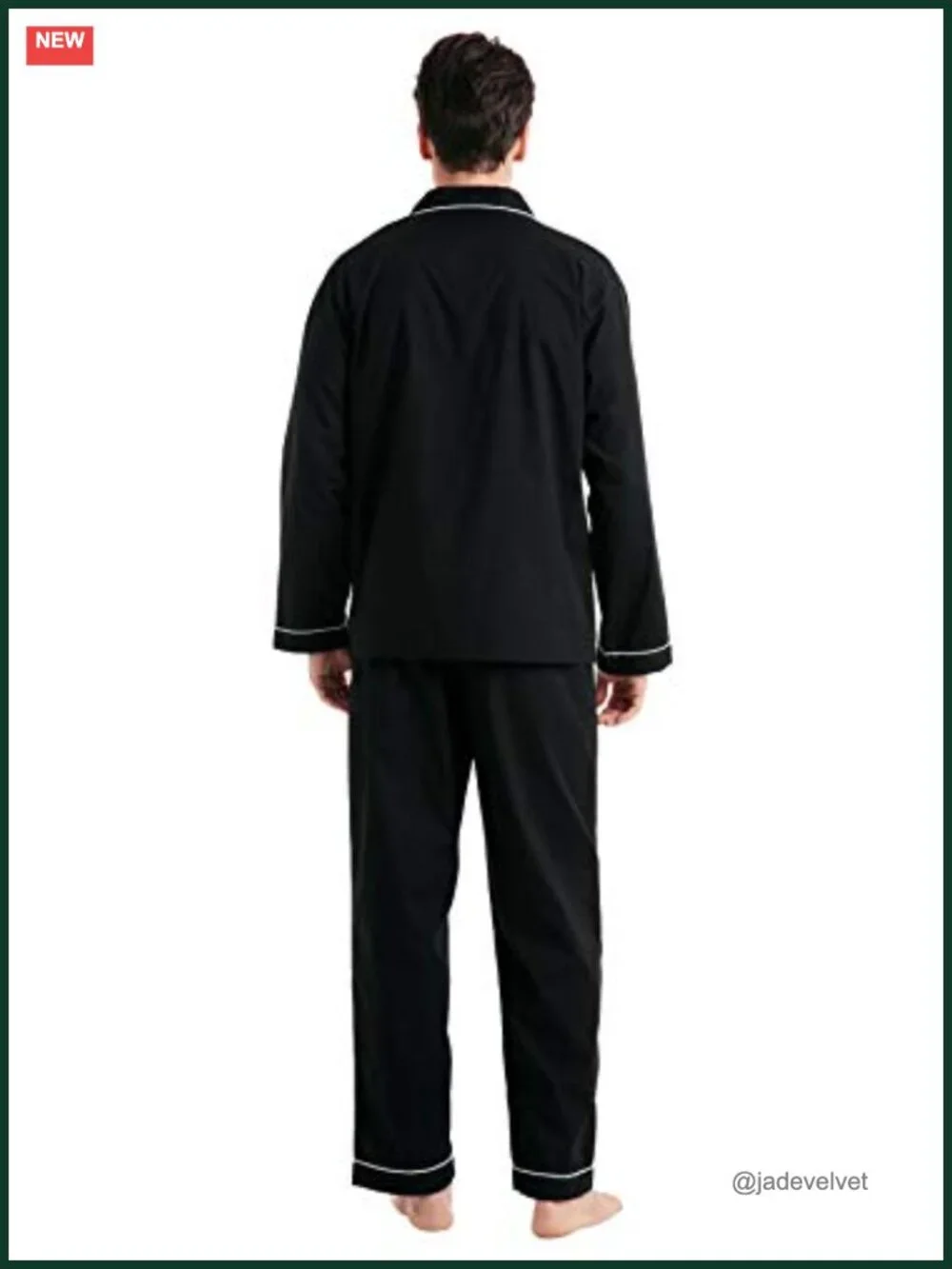 Men's Cotton Pajama Set, Long Sleeve Button-Down Woven Sleepwear